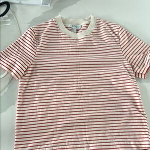 COS Red and White Striped Short Sleeve Tee